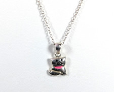 Jo for Girls UK Sterling Silver Pink Sitting Cat Pendant Dainty Necklace London