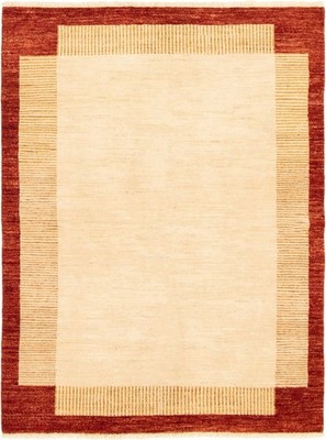 Traditional Cream Hand-knotted Area Rug 4'1'' x 6'1'' Oriental Wool Carpet