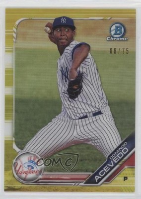 2019 Bowman Chrome Prospects Yellow Refractor 8/75 Domingo Acevedo #BCP-34 0o0