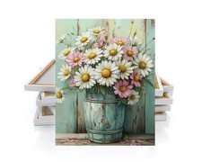 11x14 Pink and White Daisy Bouquet Wall Art Canvas Print