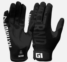 Nxtrnd G1 Youth Football Gloves, Kids Sticky Receiver Gloves Black Youth Small