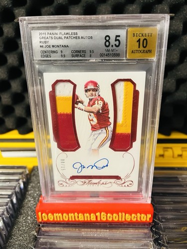 Joe Montana Flawless Ruby Patch Game Used Auto