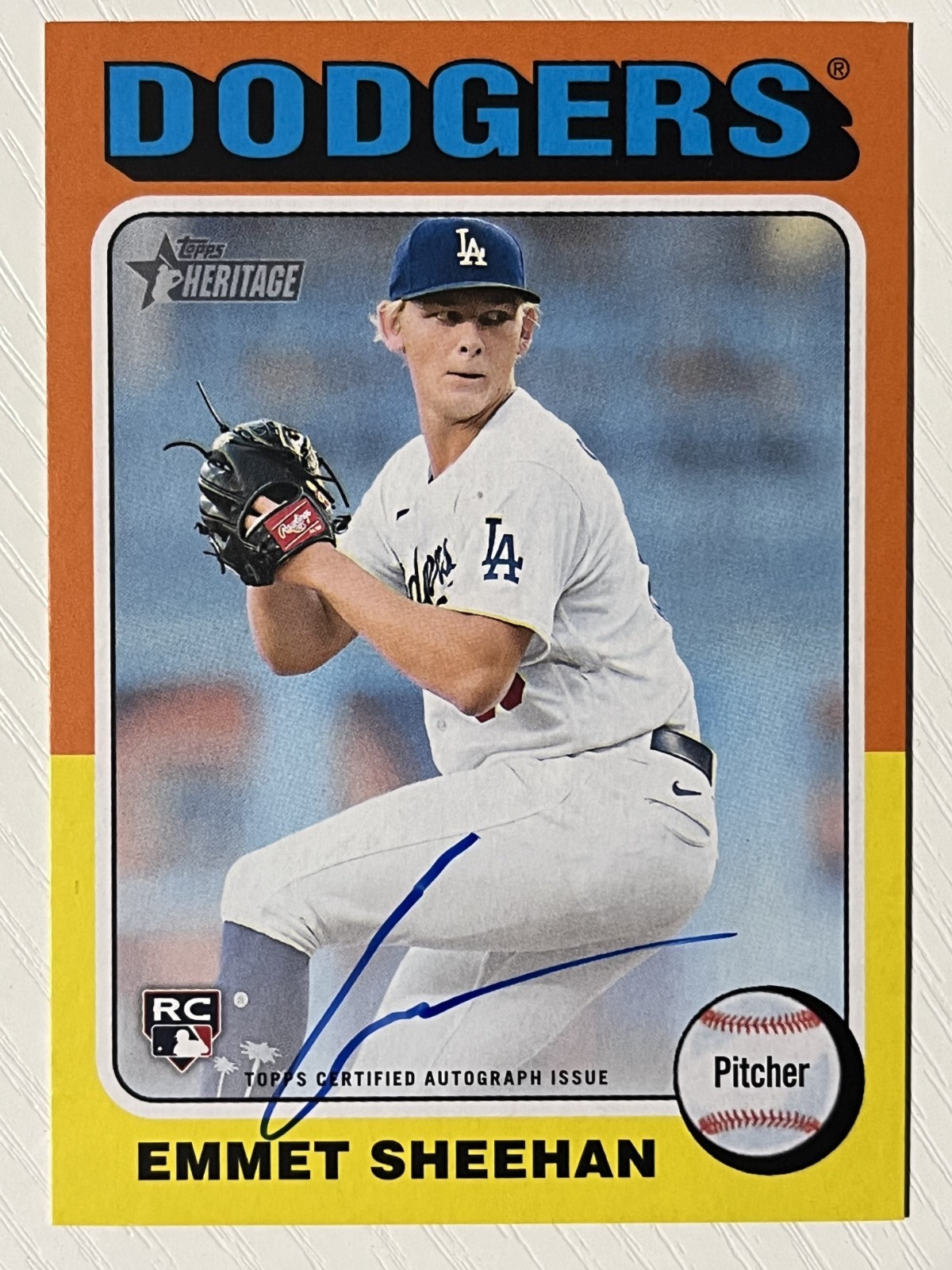 Emmet Sheehan 2024 Topps Heritage Real One Rookie Auto Los Angeles Dodgers