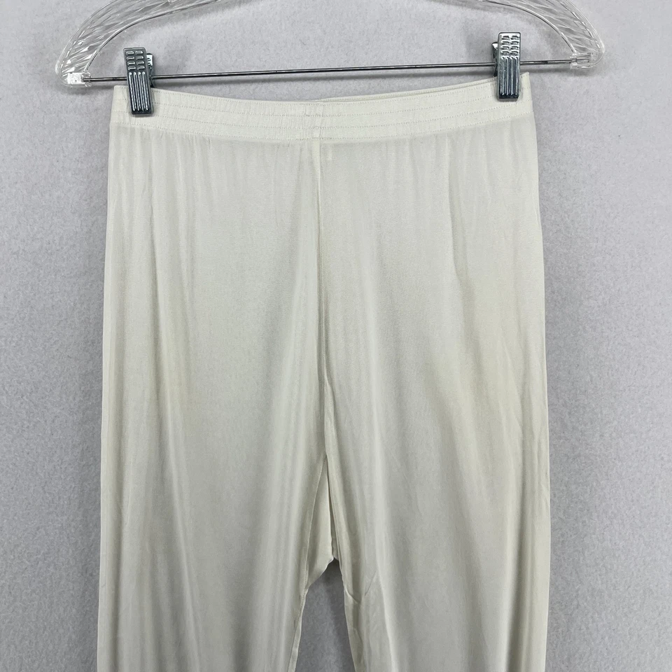 L'ARC EN CIEL Leggings M 100% Silk Base Layer Pull On Lounge Ankle Off White - Image 4 of 4