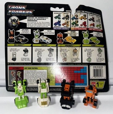 Transformers Micromaster Hot Rod Patrol Complete Uncut Card Back 1989 Hasbro G1