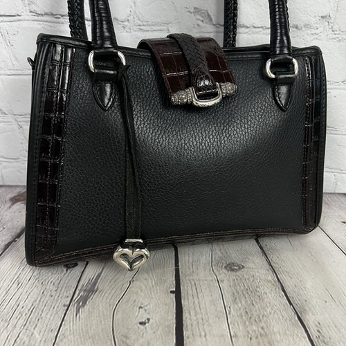 BRIGHTON Vintage Krokodilleder braun schwarz Umhängetasche Handtasche Herzanhänger 301979 - Bild 5 von 15