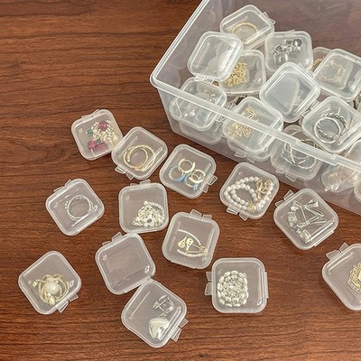 10/20pcs Mini Jewelry Storage Boxes Transparent Flip Portable Pill Container