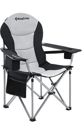 KingCamp Heavy Duty Steel Padded Camping Folding Chair With Cooler Bag - Black