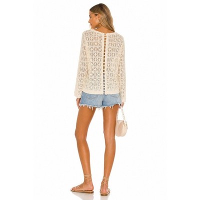 Isabel Marant Sweater Womens S/1 Cream Crochet Buttons Lace Boho Cottagecore