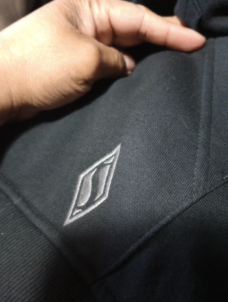 Skechers Hoodless Hoodie Jacket XL Black Full Zip Pockets Logo Cotton Blend - Image 4 of 4