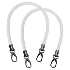 2Pcs 55cm 21.7" Braided Purse Strap PU Leather White Black Buckle 