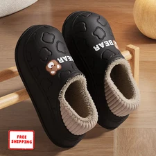 Men Women Waterproof Winter Slippers Plush Soft Indoor Outdoor Anti Slip Shoes