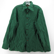 VINTAGE Towncraft Shirt Men Large Green JC Penney 70s Disco Leisure Flashy