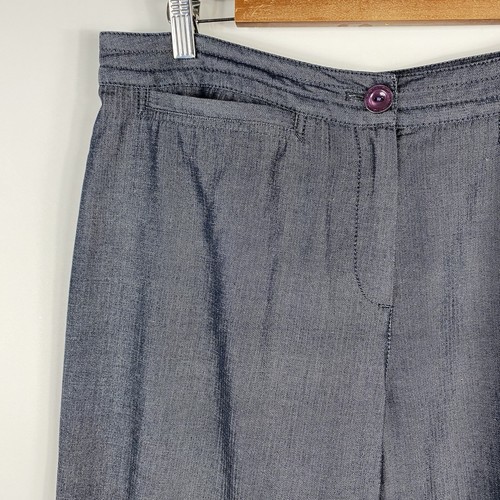 J. Jill Size 14 Chambray Wide Leg Trouser Pants Gray Linen Blend - Picture 3 of 6
