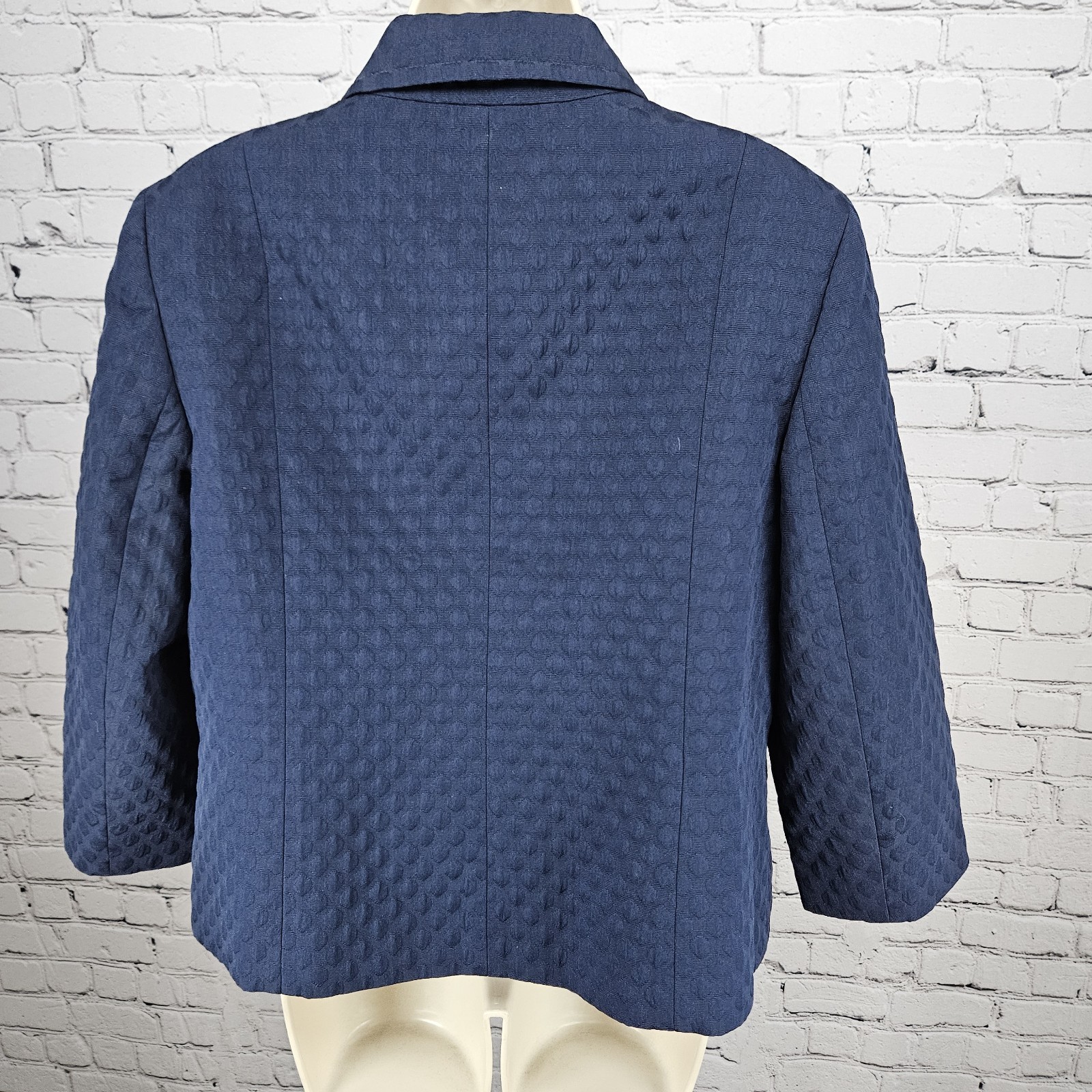 Talbots Navy Textured Collared Buttoned 3/4 Sleev… - image 2