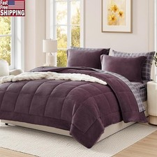 Plush Queen Comforter Set Flannel Velvet Comforter Sets 7 Pieces Bed in a Bag