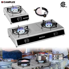 CAMPLUX Gas Stove 2 Burners Table Top Gas Cooktop Portable Outdoor Cooking LPG