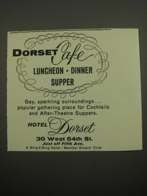 1960 Hotel Dorset Ad - Dorset Cafe Luncheon Dinner Supper