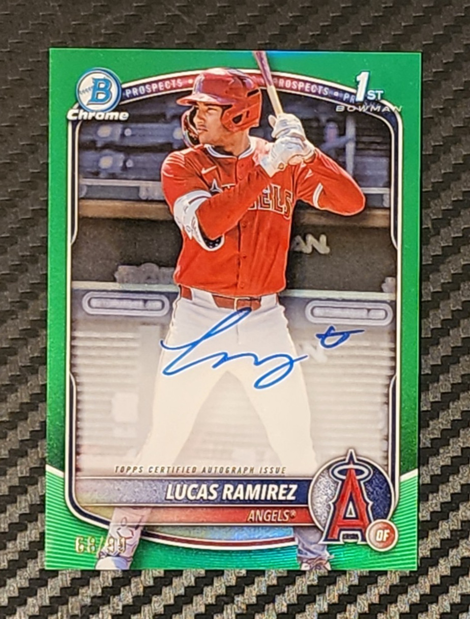 2025 1st Bowman Chrome Lucas Ramirez TRUE GREEN AUTO /99 RC Los Angeles Angels
