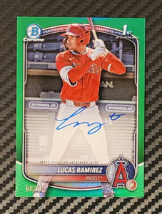 2025 1st Bowman Chrome Lucas Ramirez TRUE GREEN AUTO /99 RC Los Angeles Angels