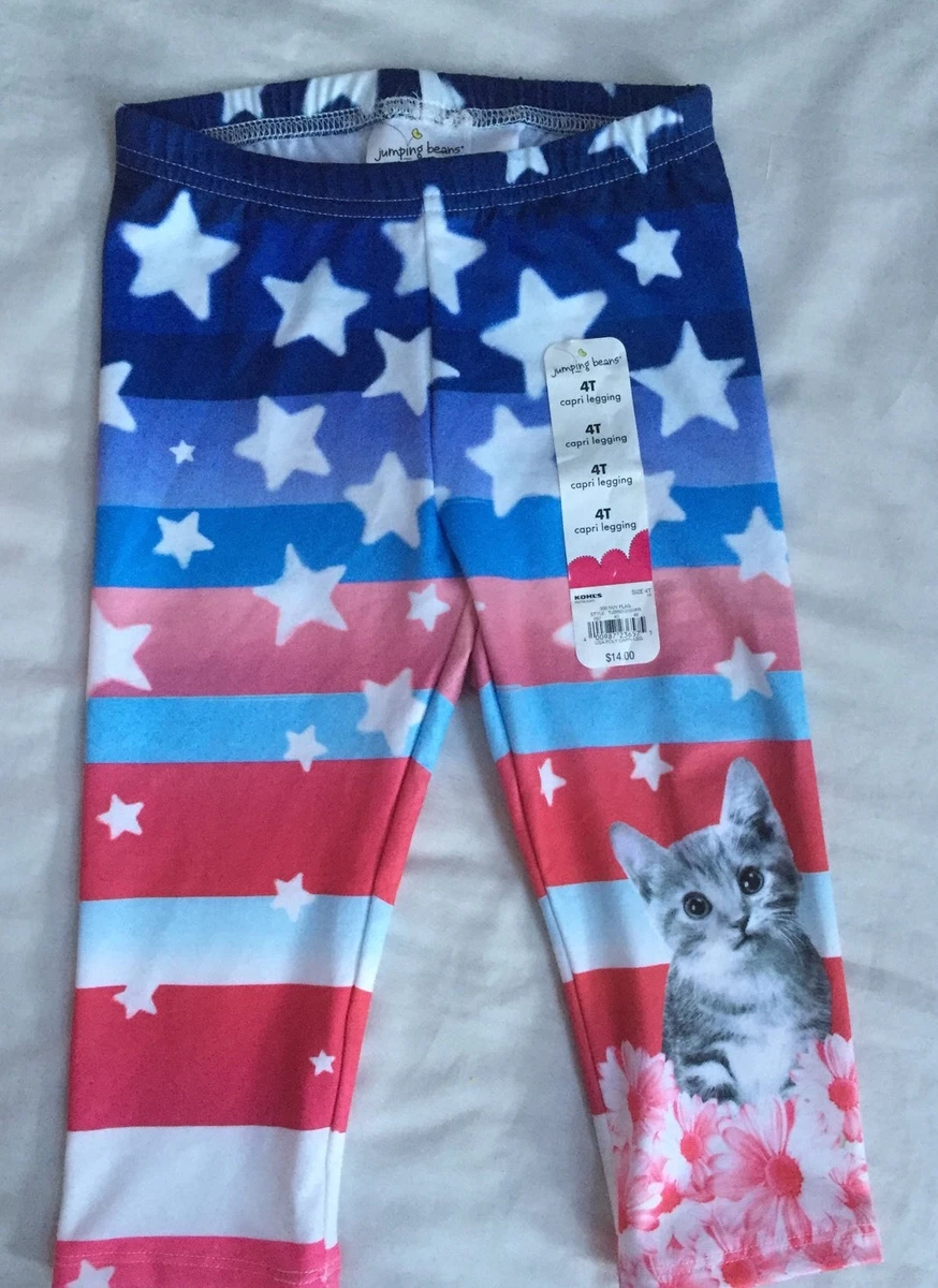 Girl s 3T July 4th NEW NWT Cat Capri Leggings Kitty Stars Stripes