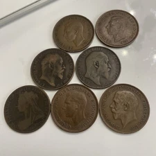 Lot Coins EDWARDVS VII DEI GRA BRITT & GEORGIVS V DEI GRA BRITT & VI D G Br OMN