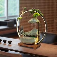 Indoor Relaxation Desktop Water Fountain with Pump & Atomizer Tabletop Ornament