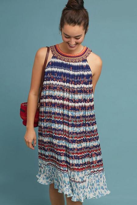 New Bhanuni by Jyoti Multi Color Viscose Temara Beaded shift Dress