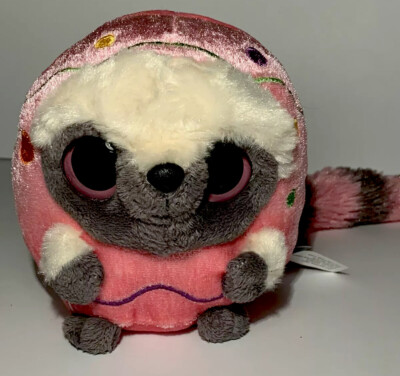 AURORA YOOHOO & FRIENDS Pink & Gray Bush Baby Big Eyes 5'' Plush Plays Music RARE