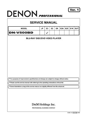 Service Manual-Anleitung für Denon DN-V500 BD 