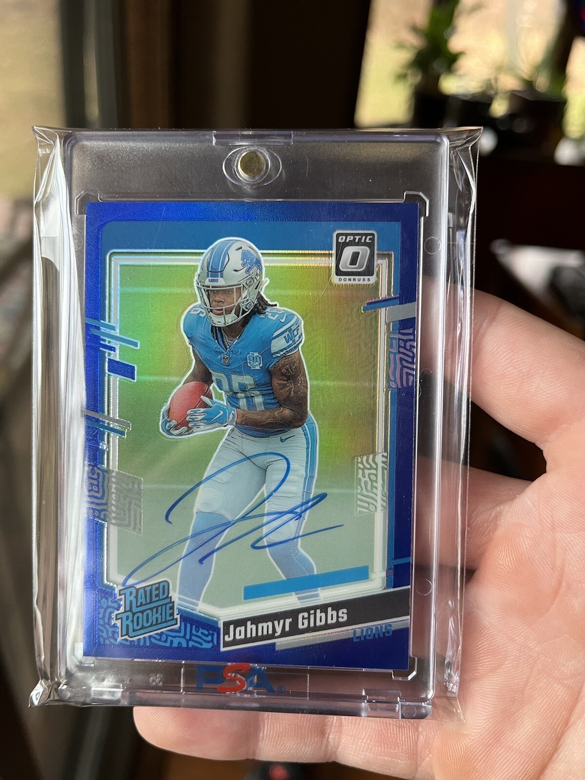 2023 Jahmyr Gibbs Optic Rookie Blue Auto /99 Color Match Lions