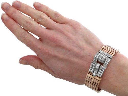 Antikes Armband 6,50ct Diamant und 16k Rotgold um 1930 - Bild 12 von 14