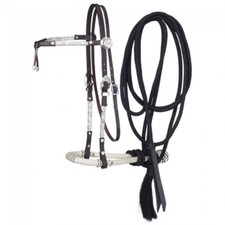 New Futurity Brow HEADSTALL RAWHIDE BOSAL MECATE REIN SET Dark Light oil