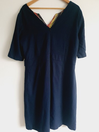 Boden Dress Size 20 Navy Blue Short Sleeve Wool Blend - Picture 5 of 8