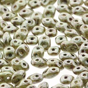 Chalk Lazure Green Superduo Beads (DU0503000-65455-TB)
