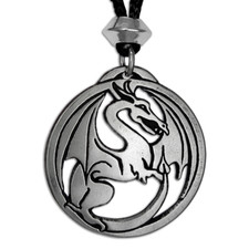 Pewter Draco Dragon Pendant Gothic Renaissance Jewelry Talisman Amulet Necklace