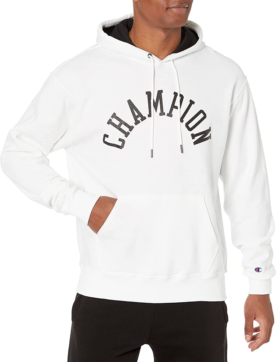 Champion Men's Standard Fit Full-Over Hoodie Black & White - Small - NEW