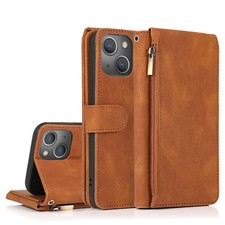 Flip Zipper Leather Wallet Case For iPhone 16 15 Pro Max 14 Pro 13 12 11 XR XS