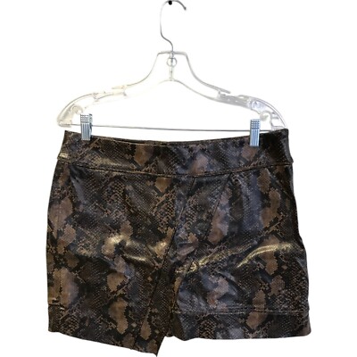 Zara Womens Mini Skirt XL Brown Black Snakeskin Faux Leather