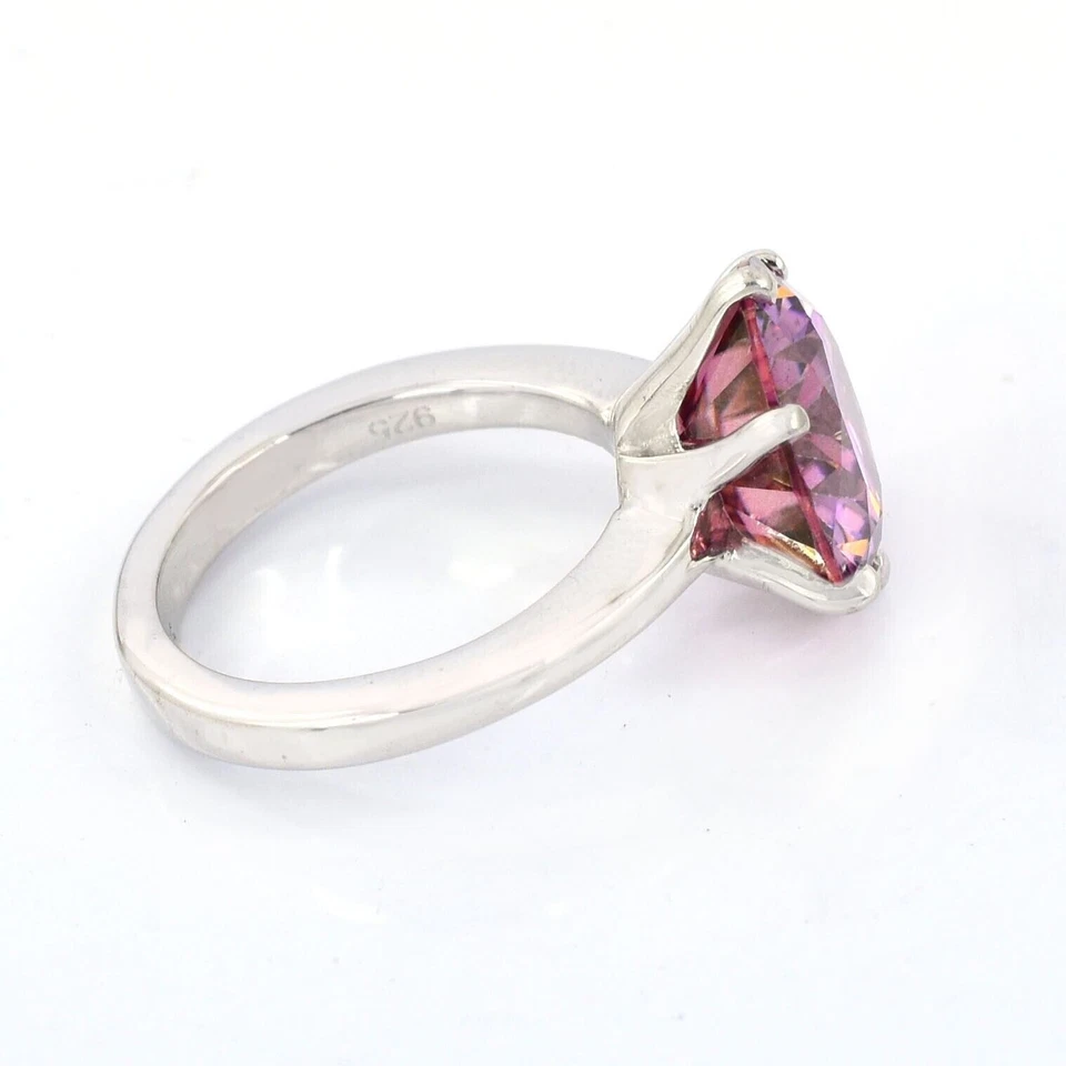 Certified Natural 3.75ct Round Pink Diamond 925 Sterling Silver Ring For Women - Image 4 of 4
