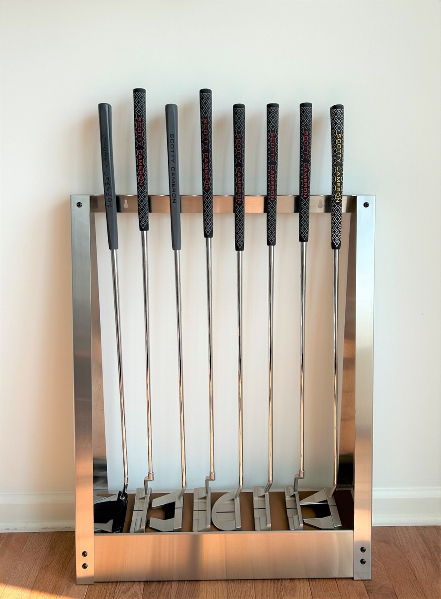 Stainless Steel Golf Club Display Rack 8 Putters + Wall
