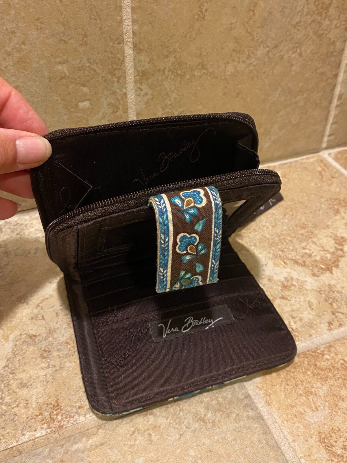 Vera Bradley JAVA BLUE Mini Zip Wallet Small Bifo… - image 8