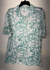 Crown And Ivy Mens Polo Size M Golf Short Sleeve Floral Shirt Mint  Stretch