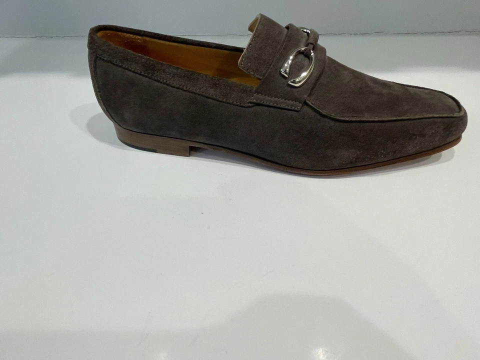 Corthay Suede loafer Shoes double C logo Cannes Grey/Brown silver finis Size 8.5 - Image 4 of 4