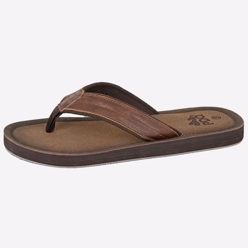 PDQ Rostron Mens Flip Flop Flip Flop Mule Sandal Brown - 第 1/1 張圖片