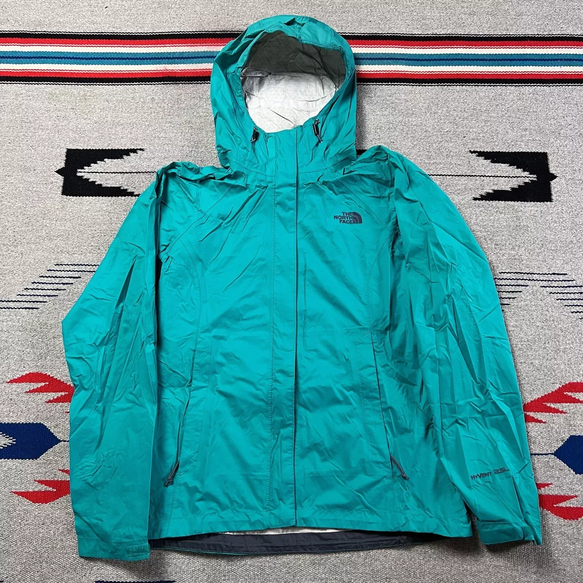 krom aan de andere kant, ruilen The North Face TNF Hyvent 2.5L Zip Up Rain Jacket womens size Small Teal |  eBay