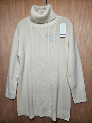 Woolovers Sweater Dress Womens SZ Large Wool Polo Cable