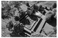 EDZELL CASTLE, SCOTLAND, UK - 30" x 20" CANVAS - BW AERIAL LANDSCAPES CASTLES