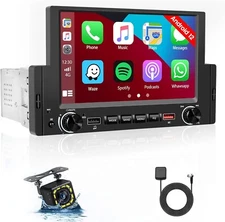 Hikity F170C 6.2 Inch Single Din Car Stereo Apple/Android GPS Rear Camera A3246