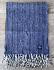 Alashan Wool-Cashmere Blend Scarf Navy with Stripes